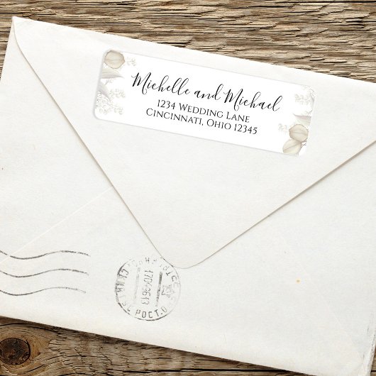 Bruiloft Elegante Waterverf Bloemen Salie Groen Etiket