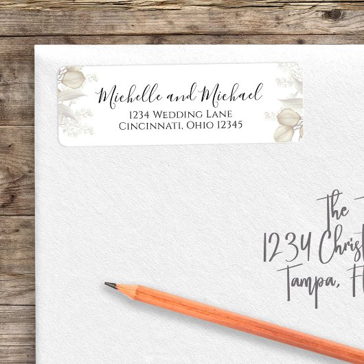 Bruiloft Elegante Waterverf Bloemen Salie Groen Etiket