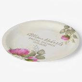 Bruiloft Elegante Waterverf Bloemige Pioenrozen Papieren Bordje (Gekanteld)