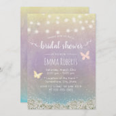 Bruiloft Elegante Waterverf Vlinder Bloem Kaart (Voorkant / Achterkant)