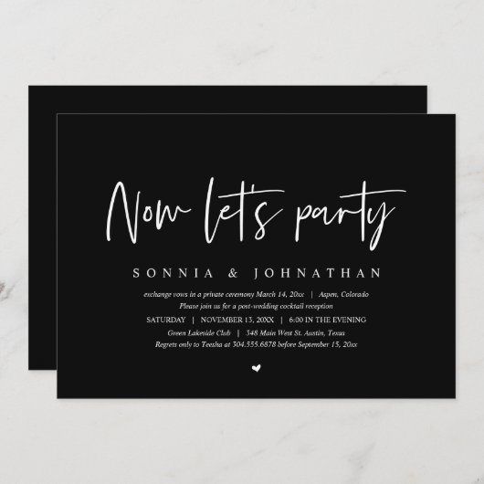 Bruiloft Elopement Celebration, Nu laten we feeste Kaart (Voorkant / Achterkant)