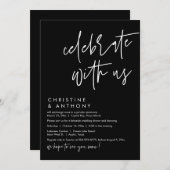 Bruiloft Elopement Diner, Modern Casual Script Kaart (Voorkant / Achterkant)