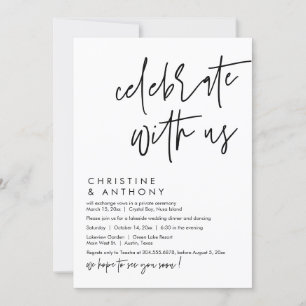 Bruiloft Elopement Diner, Modern Casual Script Kaart