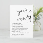 Bruiloft Elopement Diner, Modern Casual Script Kaart (Staand voorkant)