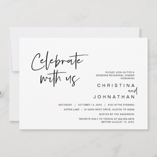 Bruiloft Elopement Feest, Vier met ons uitnodiging (Voorkant)