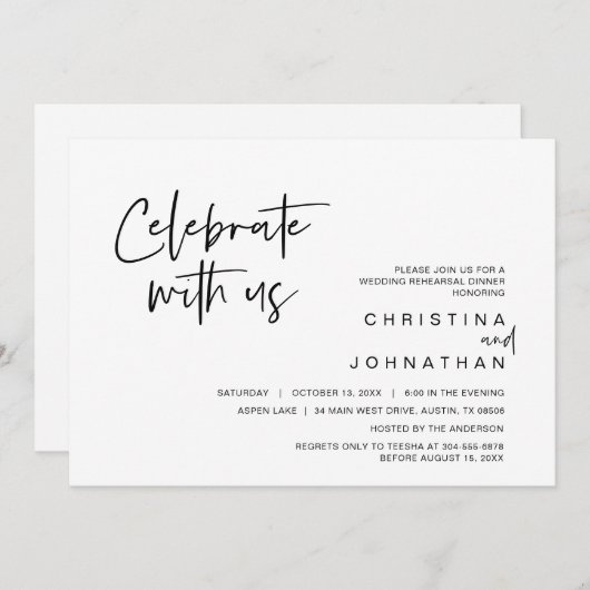 Bruiloft Elopement Feest, Vier met ons uitnodiging (Voorkant / Achterkant)