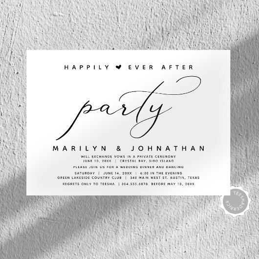 Bruiloft Elopement gelukkig ooit na feest Kaart