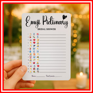 Bruiloft Emoji Pictionary Spel Elegant Modern Kaart