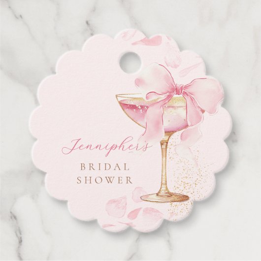 Bruiloft en bubbels roze favorietlabels bedankjes labels (Voorkant)