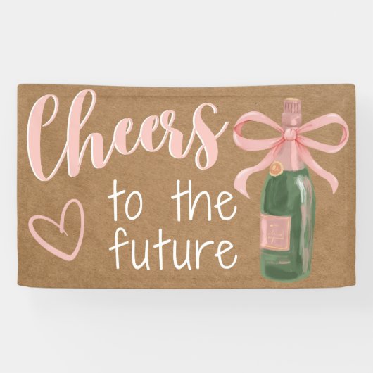 Bruiloft Engagement Party Roze Cheers Banner  (Horizontaal)