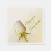 Bruiloft enkele witte roos genaamd papieren servet (Voorkant)