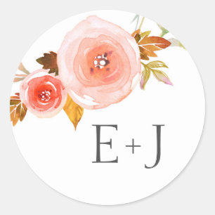 Bruiloft envelop afdichtingen / blush floral water ronde sticker