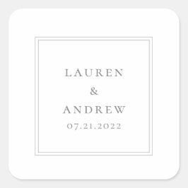 Bruiloft Envelop Afdichtingen Grijs Modern Minimal Vierkante Sticker