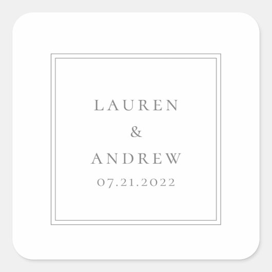 Bruiloft Envelop Afdichtingen Grijs Modern Minimal Vierkante Sticker (Voorkant)