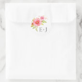Bruiloft envelop afdichtingen roze bloemenkleur wa ronde sticker (Tas)