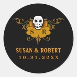 Bruiloft envelop Sticker - Halloween schedel