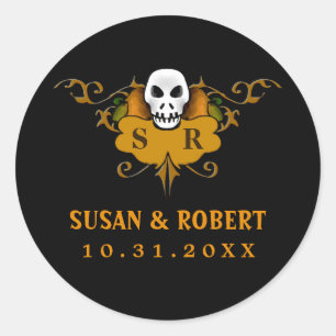 Bruiloft envelop Sticker - Halloween schedel