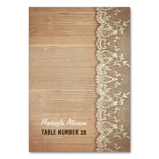 Bruiloft escortkaarten rustieke houten kant kaart (Voorkant)