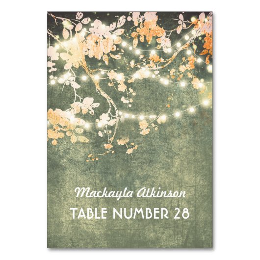 Bruiloft escortkaarten String Lights takken Kaart (Voorkant)