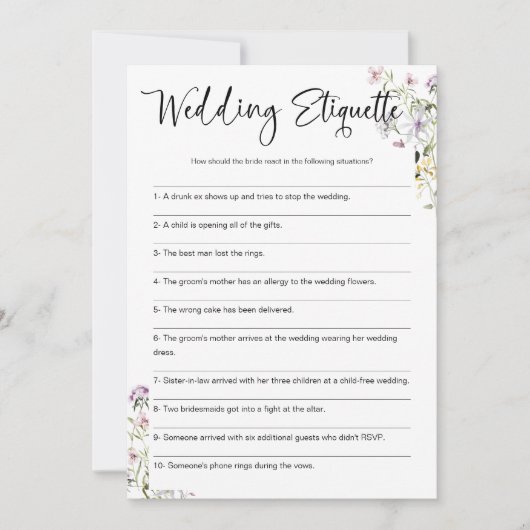 Bruiloft etiquette Grappig Vrijgezellenfeest spel Kaart (Voorkant)