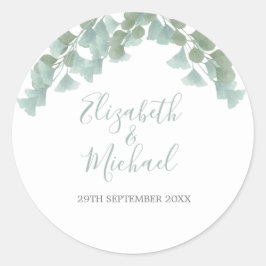 Bruiloft Eucalyptus Elegant Chic Ronde Sticker