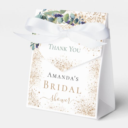 Bruiloft eucalyptus glitters bedankt bedankdoosjes (Voorkant Zijde)