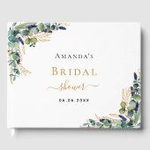 Bruiloft eucalyptus groen blijvende lavendel gastenboek (Voorkant)