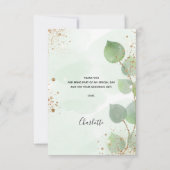 Bruiloft eucalyptus groen goud glitters bedankkaart (Achterkant)