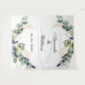 Bruiloft eucalyptus groen monogram wandkleed (Voorkant (horizontaal))