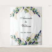 Bruiloft eucalyptus groen monogram wandkleed (Voorkant)