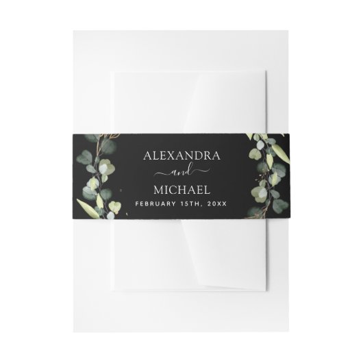 Bruiloft Eucalyptus groen sappig elegant chic Uitnodigingen Wikkel (Voorkant Voorbeeld)