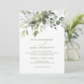 Bruiloft Eucalyptus groen Waterverf kruiden Kaart (Staand voorkant)