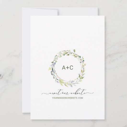 Bruiloft Eucalyptus groen Waterverf kruiden Kaart (Achterkant)