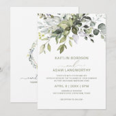 Bruiloft Eucalyptus groen Waterverf kruiden Kaart (Voorkant / Achterkant)