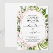 Bruiloft Eucalyptus Groene Geometrische Kaart (Voorkant / Achterkant)