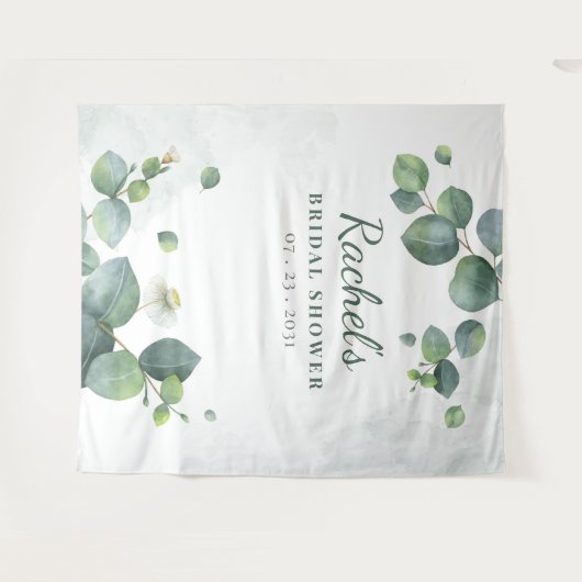 Bruiloft Eucalyptus Groene Moderne Botanische Wandkleed (Voorkant (horizontaal))