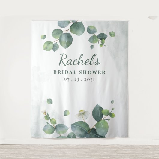 Bruiloft Eucalyptus Groene Moderne Botanische Wandkleed (Voorkant)