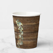 Bruiloft Eucalyptus Groenery Rustieke Hout Papieren Bekers (Links)