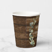 Bruiloft Eucalyptus Groenery Rustieke Hout Papieren Bekers (Rechts)