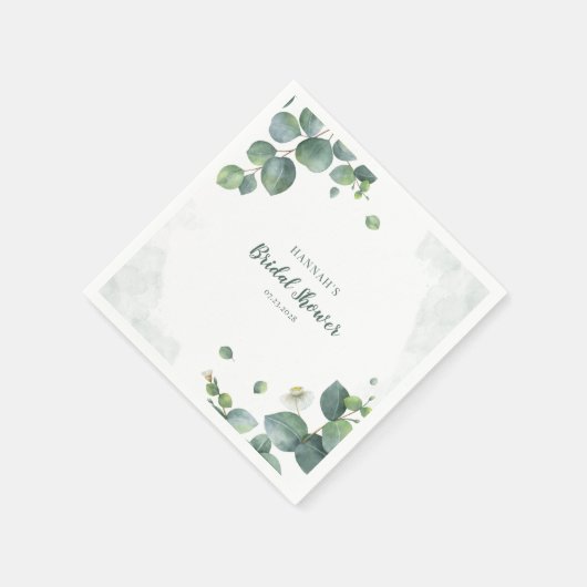 Bruiloft Eucalyptus Script Waterverf Servet (Hoek)