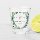Bruiloft eucalyptuskrans meneer mevrouw shot glas (Voorkant)