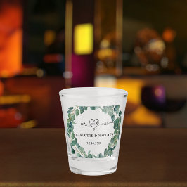 Bruiloft eucalyptuskrans meneer mevrouw shot glas