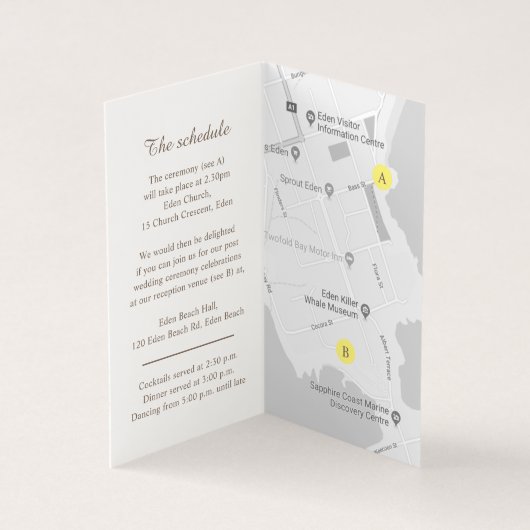 Bruiloft evenement details catkin gele schema kaar kaart (Binnen)