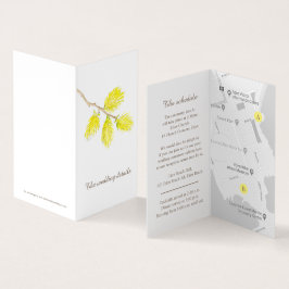 Bruiloft evenement details catkin gele schema kaar kaart