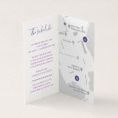 Bruiloft evenement details gast paarse schema kaar kaart (Binnen)