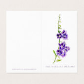 Bruiloft evenement details paarse bloem schema kaa kaart (Buitenkant ongevouwen)