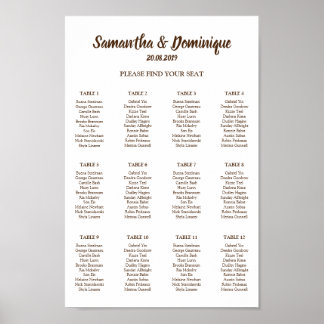 Bruiloft Evenement Gast Stoelenkaart Poster