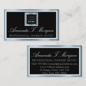 Bruiloft Evenement Planner Logo Zwart Metaal Blauw Visitekaartje (Voorkant / Achterkant)