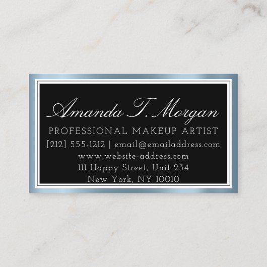 Bruiloft Evenement Planner Logo Zwart Metaal Blauw Visitekaartje (Achterkant)