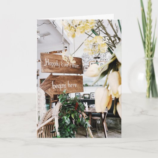 Bruiloft "Ever After" gevouwen Wenskaart Kaart (Voorkant)